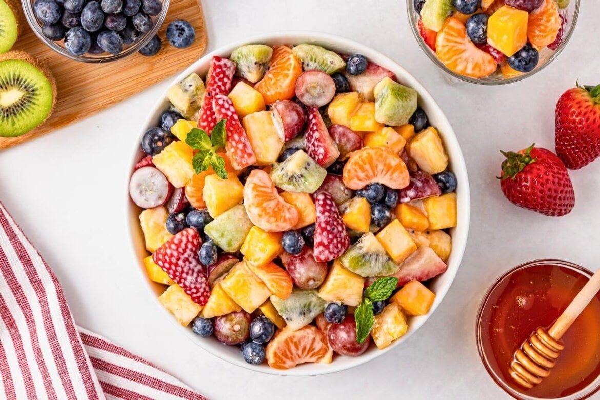 Tropical Fruit Salad Recipe with Honey Lime Dressing