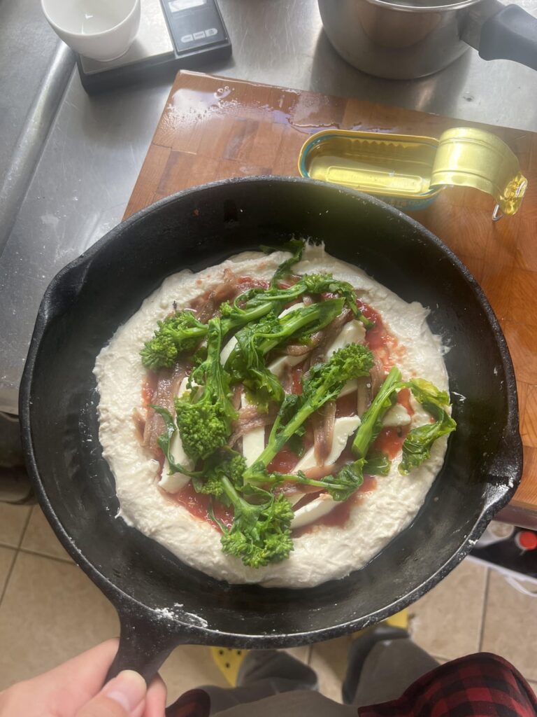 Trader Joe’s Anchovy Fillets on sourdough pizza