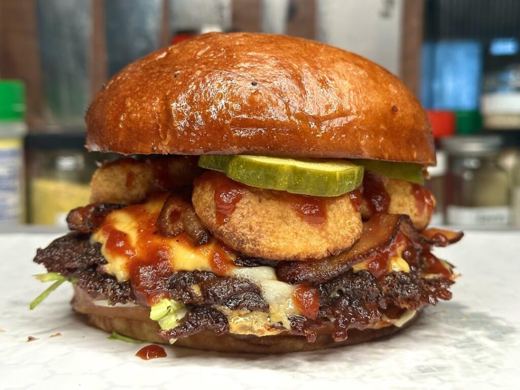 Homemade bacon smash burger