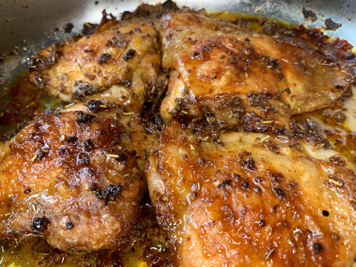 Hot Honey Mustard Baked Chicken Thighs Recipe