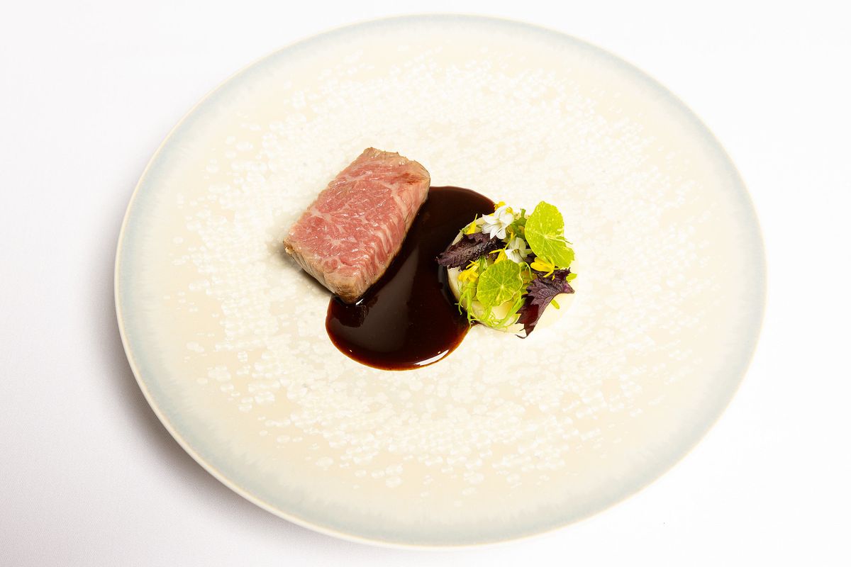 A steak served rare.