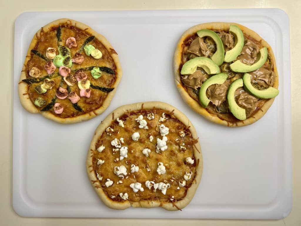 I made Teenage Mutant Ninja Turtles pizzas.