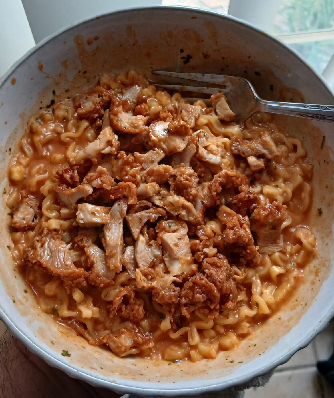 Cabonara buldak with KFC habanero chicken!