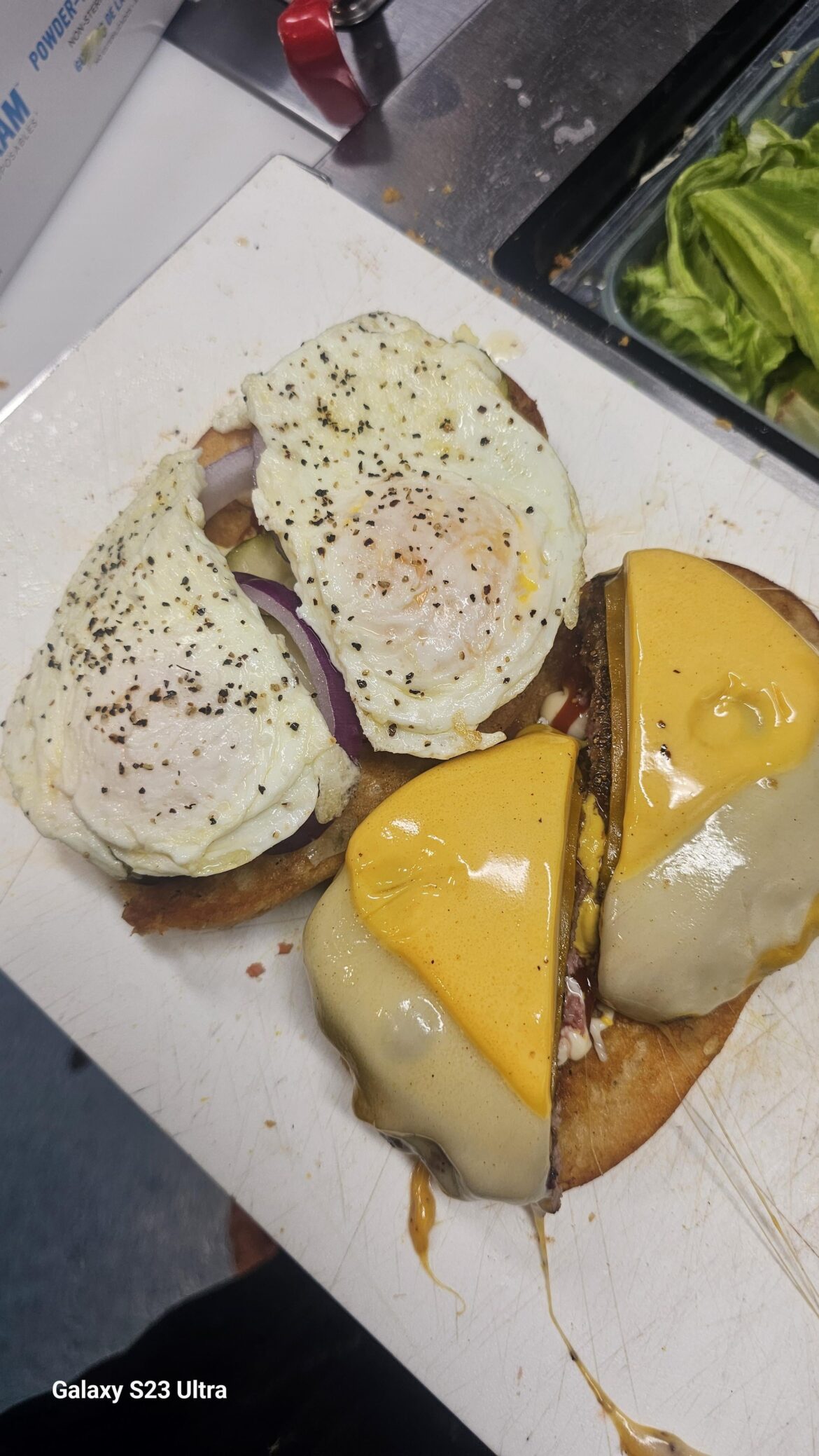 Eggs on burgers?