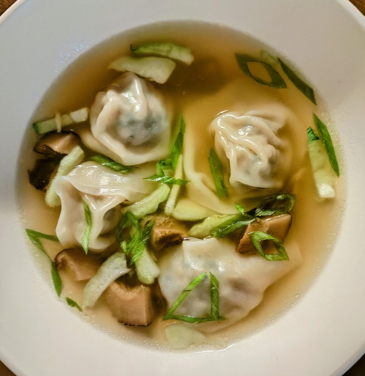 Homemade wonton soup