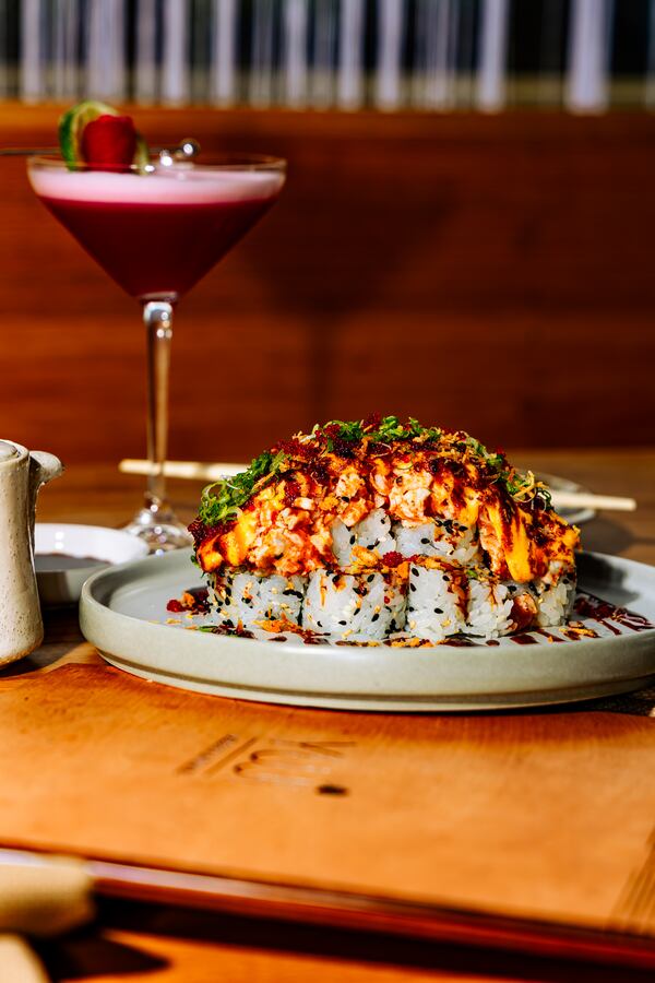 Among the offerings at Yuji Modern Japanese are a Kyoto roll and a desert rose cocktail. (Courtesy of Xzavier Nanthavongsa/Yuji Modern Japanese)