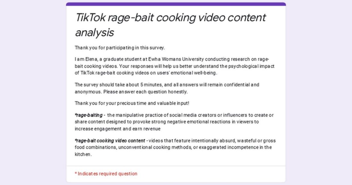 [Survey] Cooking video content