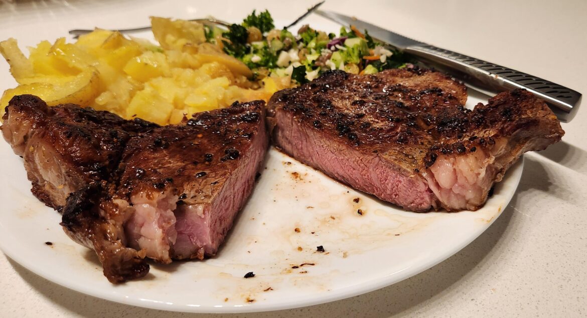 Happy Friday everyone :) choice ribeye on stainless seared in ghee butter