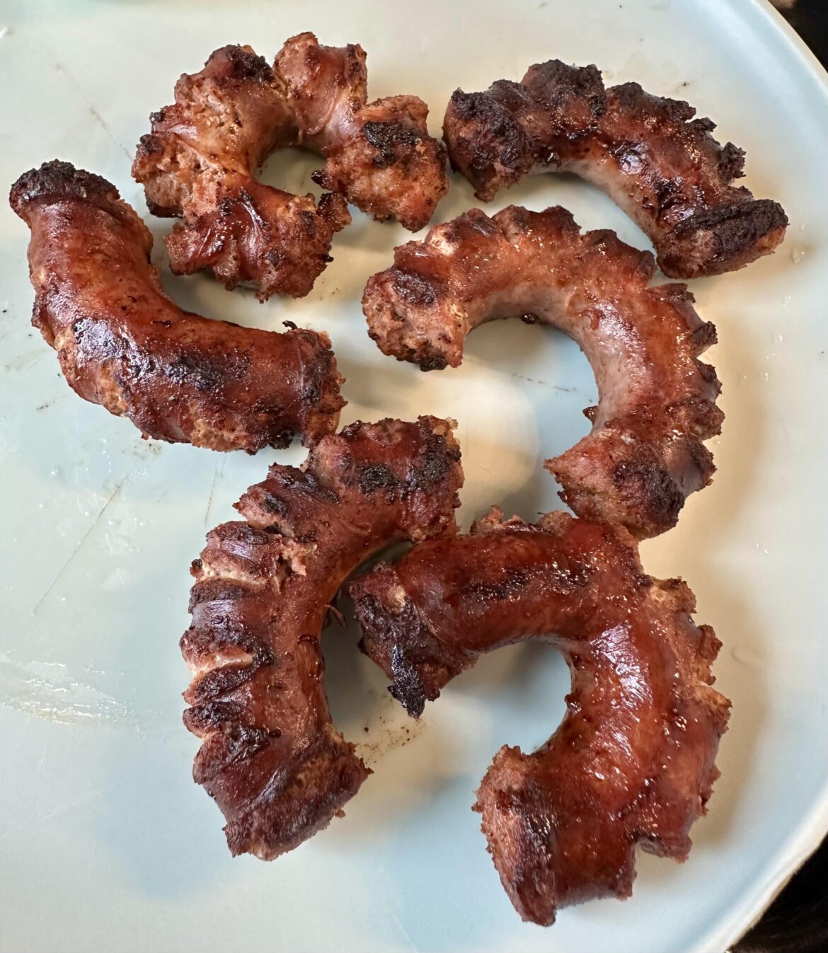 Fried Caribbean longaniza.