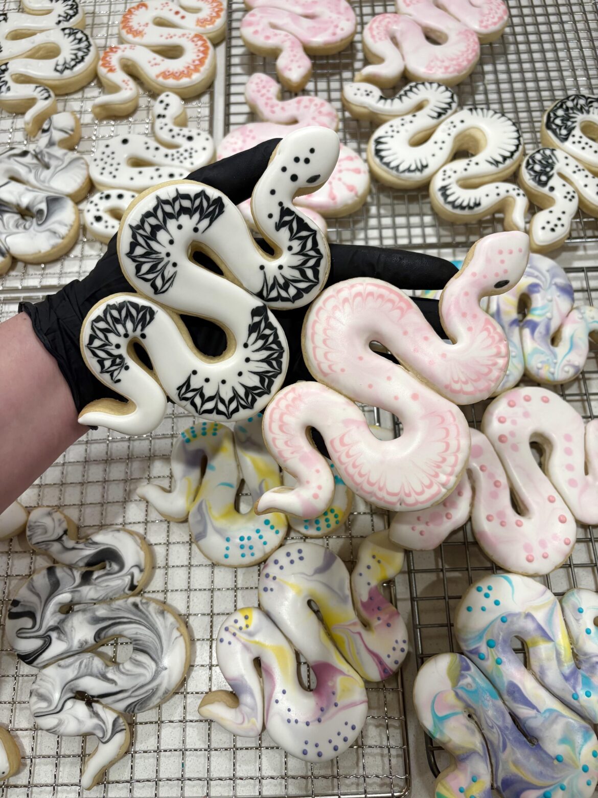 Sneak peek for you all! Some of my sugar cookie snakes for my first market this weekend