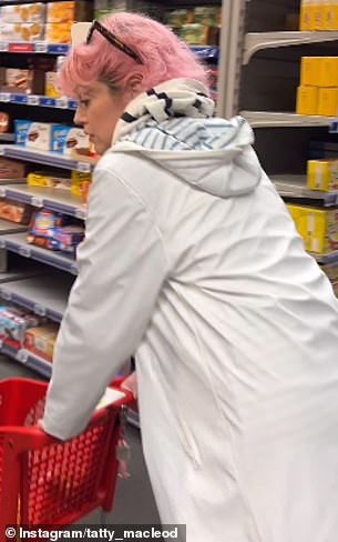 Macleod joyfully zips through the aisles on her supermarket trip