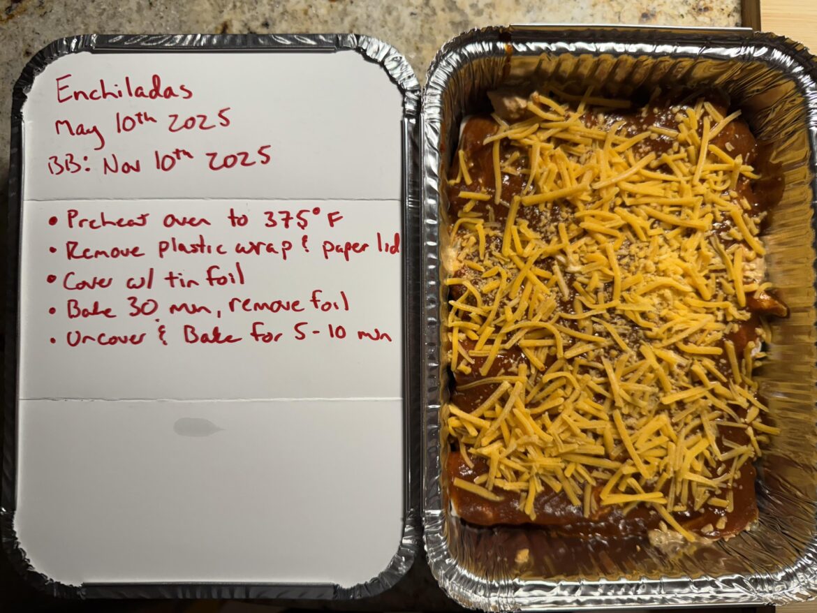 Enchiladas prepped for later, enchiladas prepped for now
