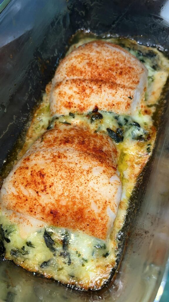 Spinach and Cheese stuffed Cod