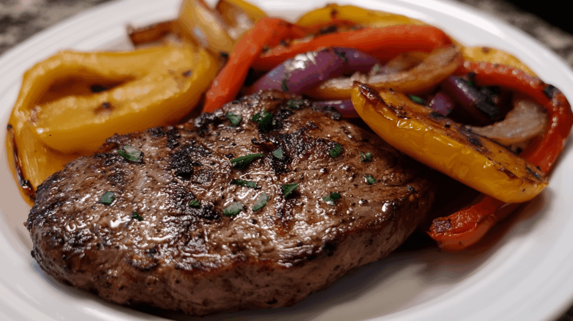 Quick and Flavorful: Steak with Bell Peppers and Onion