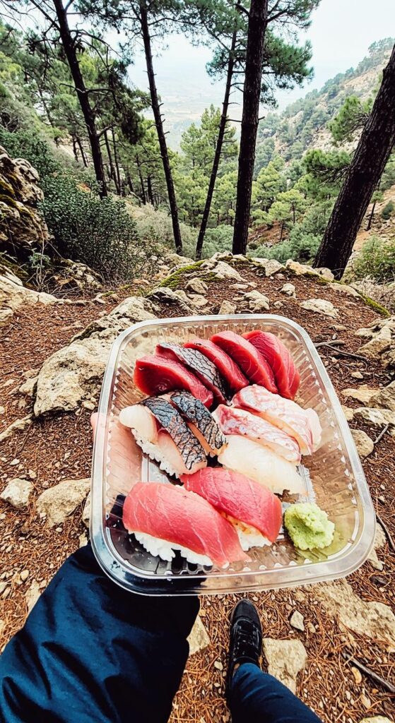 I managed to take sashimi to the the trip in nature against your will