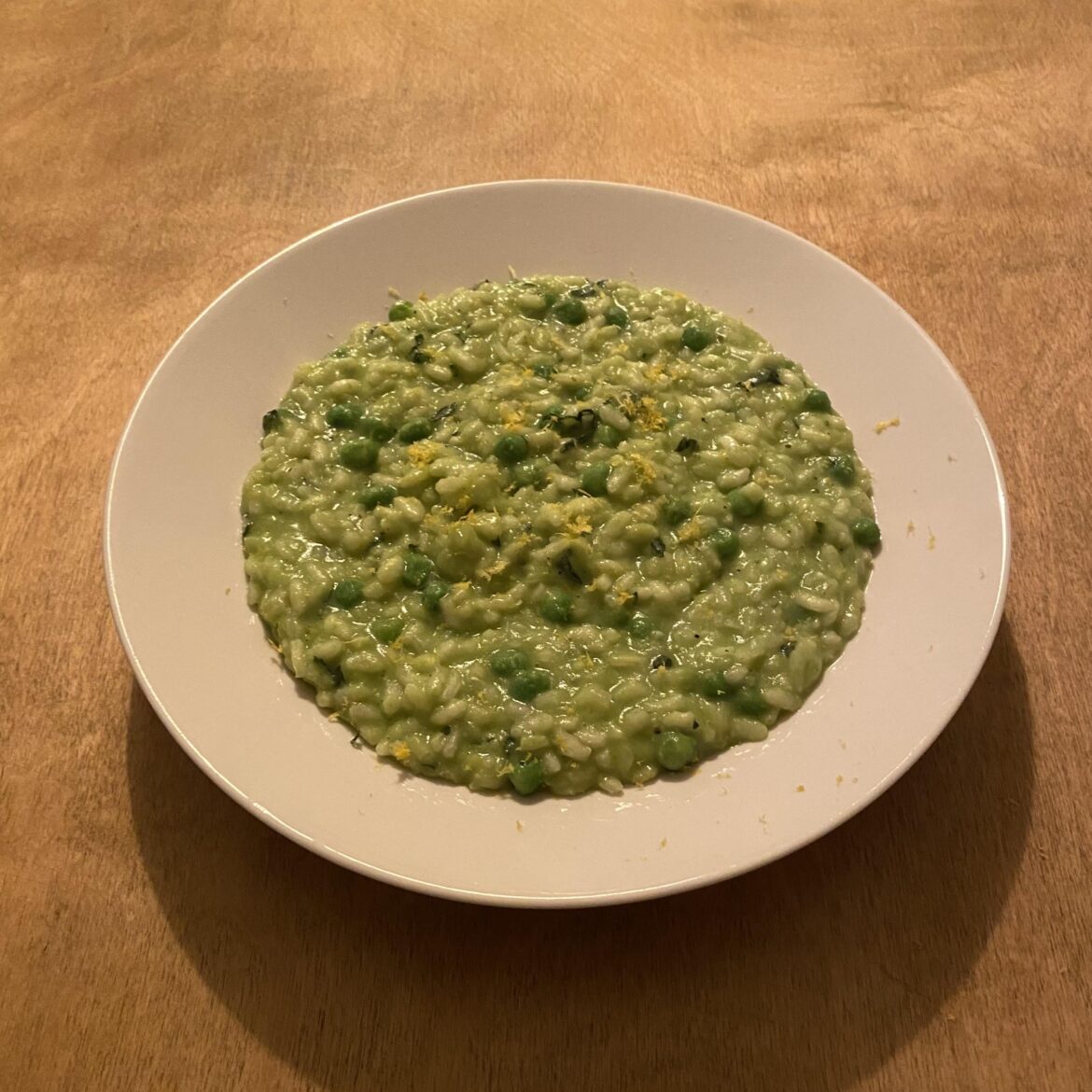 Pea, mint and lemon zest risotto