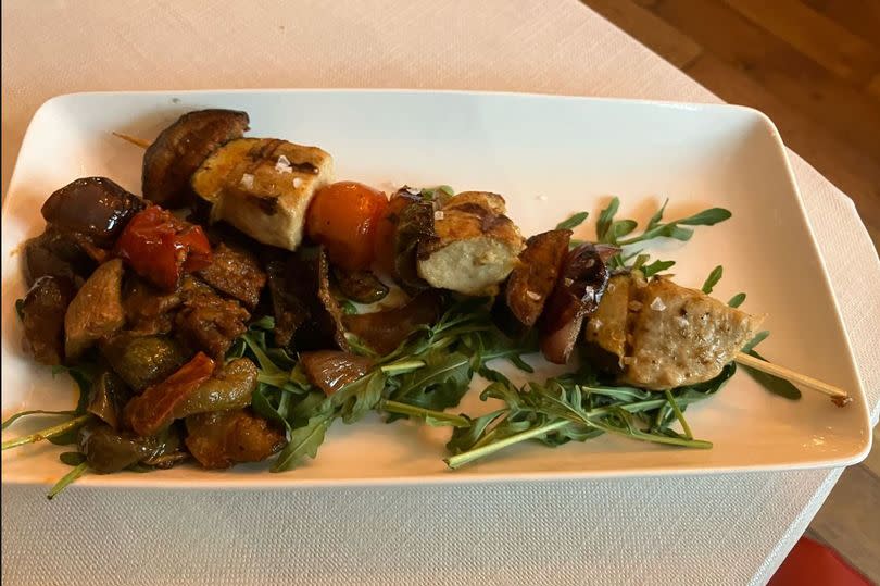 The vegan Espetada was tasty and came with grilled vegetables