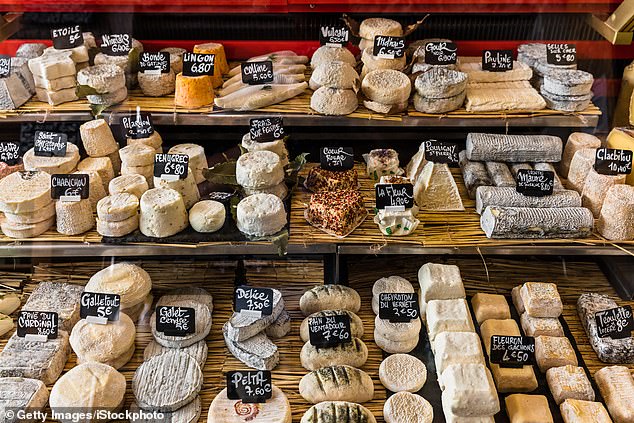 A government ban on importing meat and dairy products from the EU means British holidaymakers will miss out on their favourite French cheeses this year (stock image)