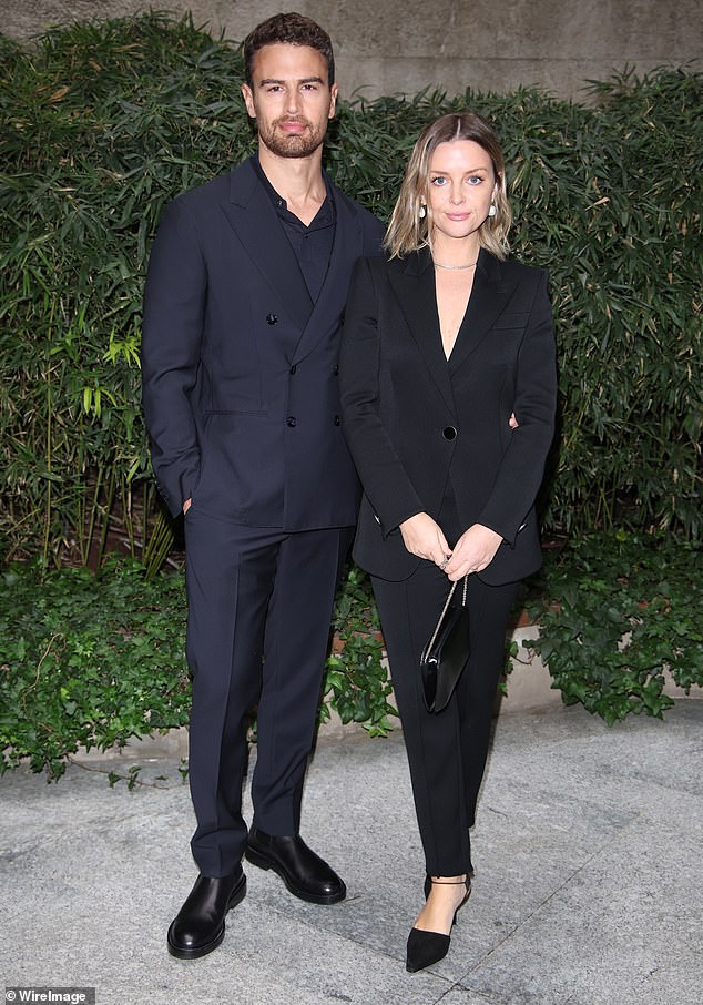 Theo James and Ruth Kearney at a Giorgio Armani fashion show in Milan in January 2023
