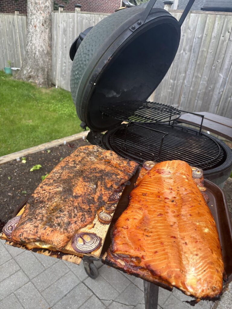 2 Cedar planked salmons on my large BGE