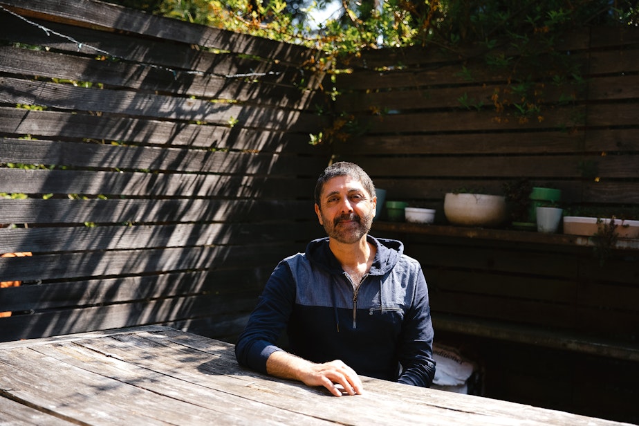 caption: Chef and cookbook author Omid Roustaei is portrayed on Wednesday, April 23, 2025, at The Pantry in the Ballard neighborhood of Seattle. 
