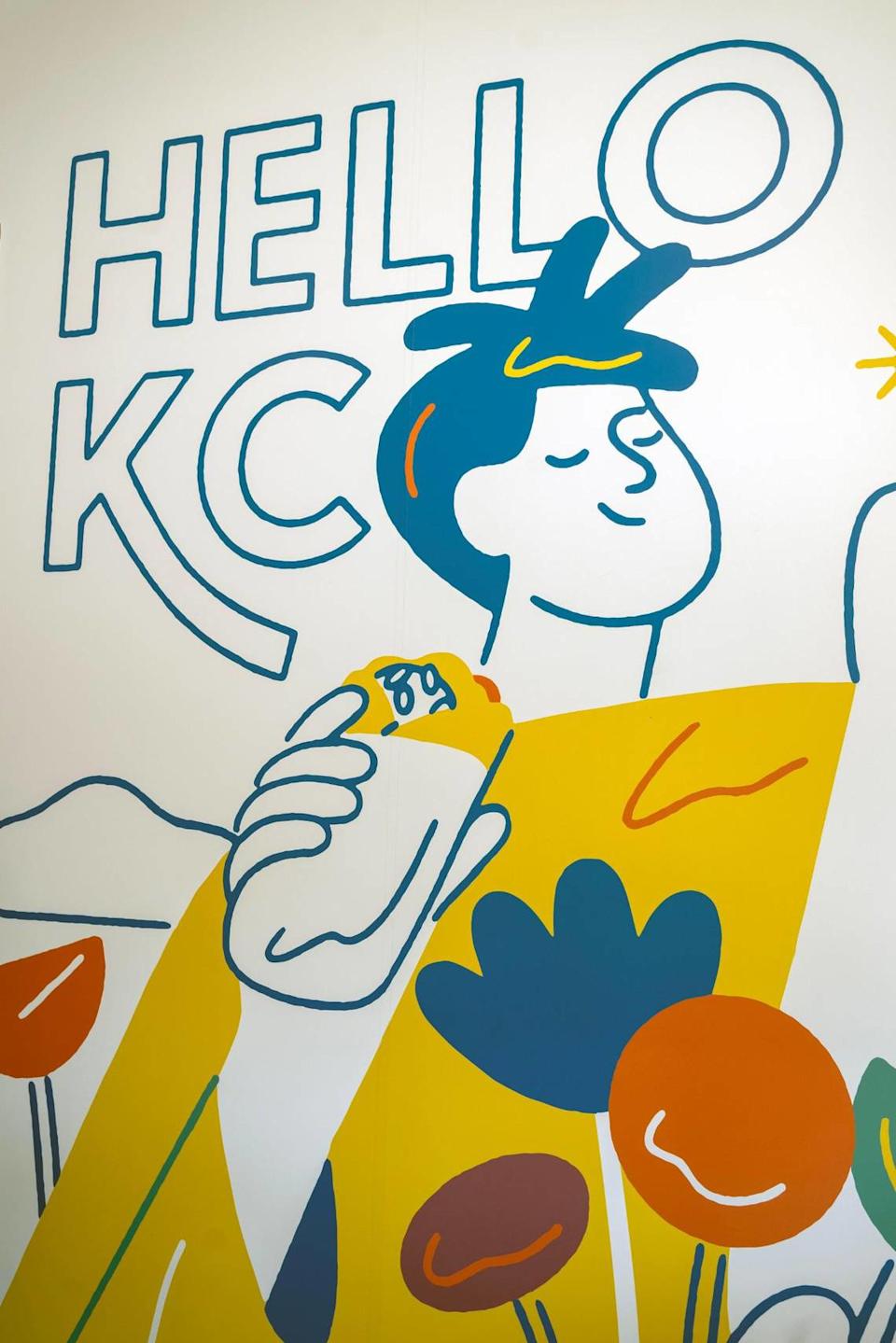 A mural on the wall greet visitors at Zhoug Mediterranean.