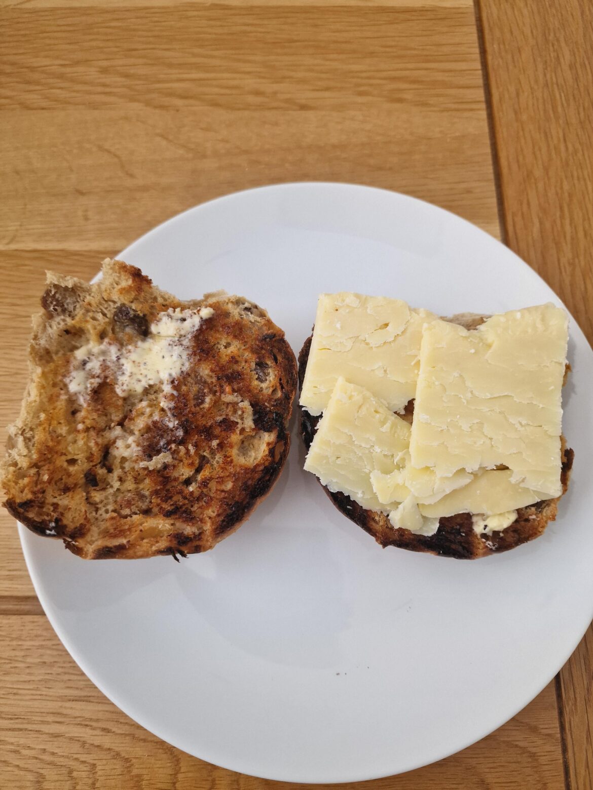 Apple & Cinnamon Hot Cross Bun with sharp, crystallised cheddar.