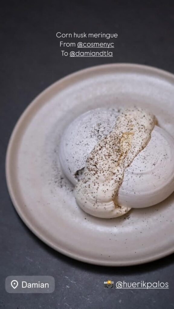 Cosme’s Corn Husk Meringue, now at Damian!!!!!