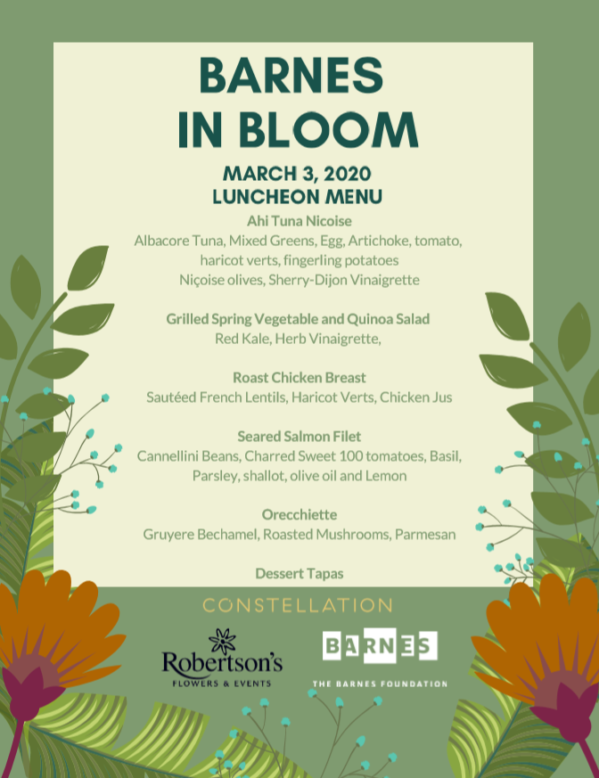 Barnes in Bloom menu - Flower Show event