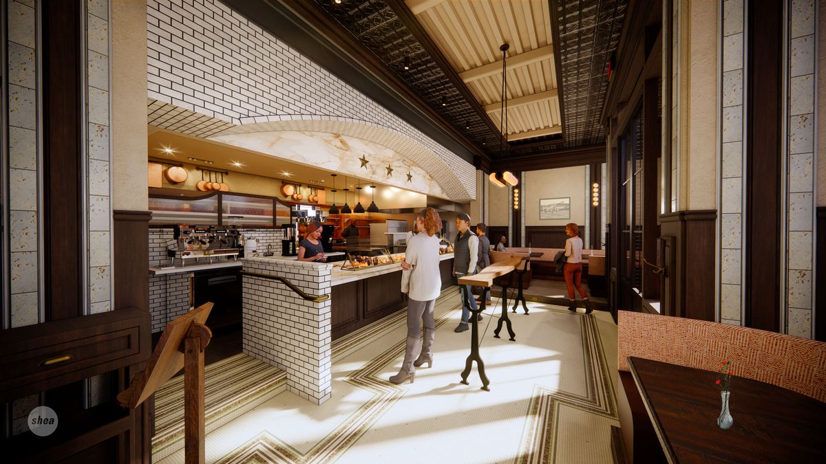 Rendering of a cafe.