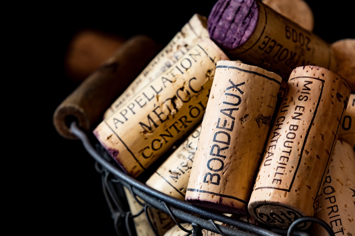 Collection of Bordeaux wine corks