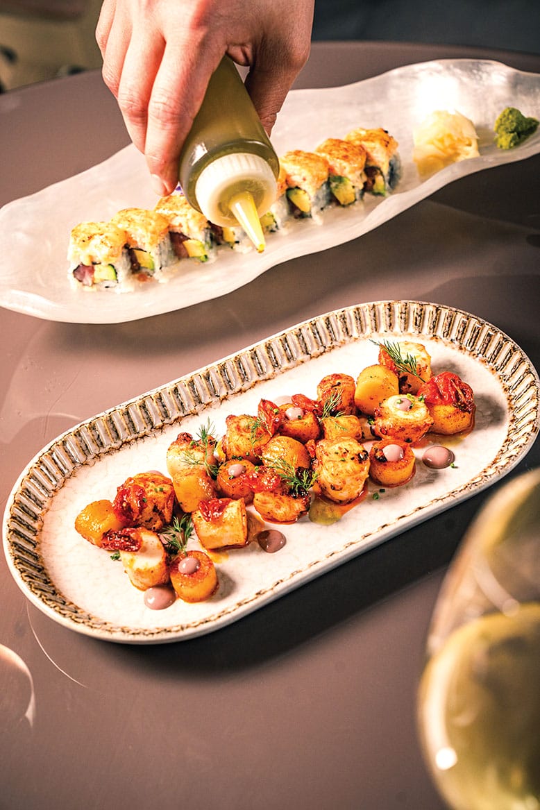 Plates of food at Blu on the Hudson in Weehawken