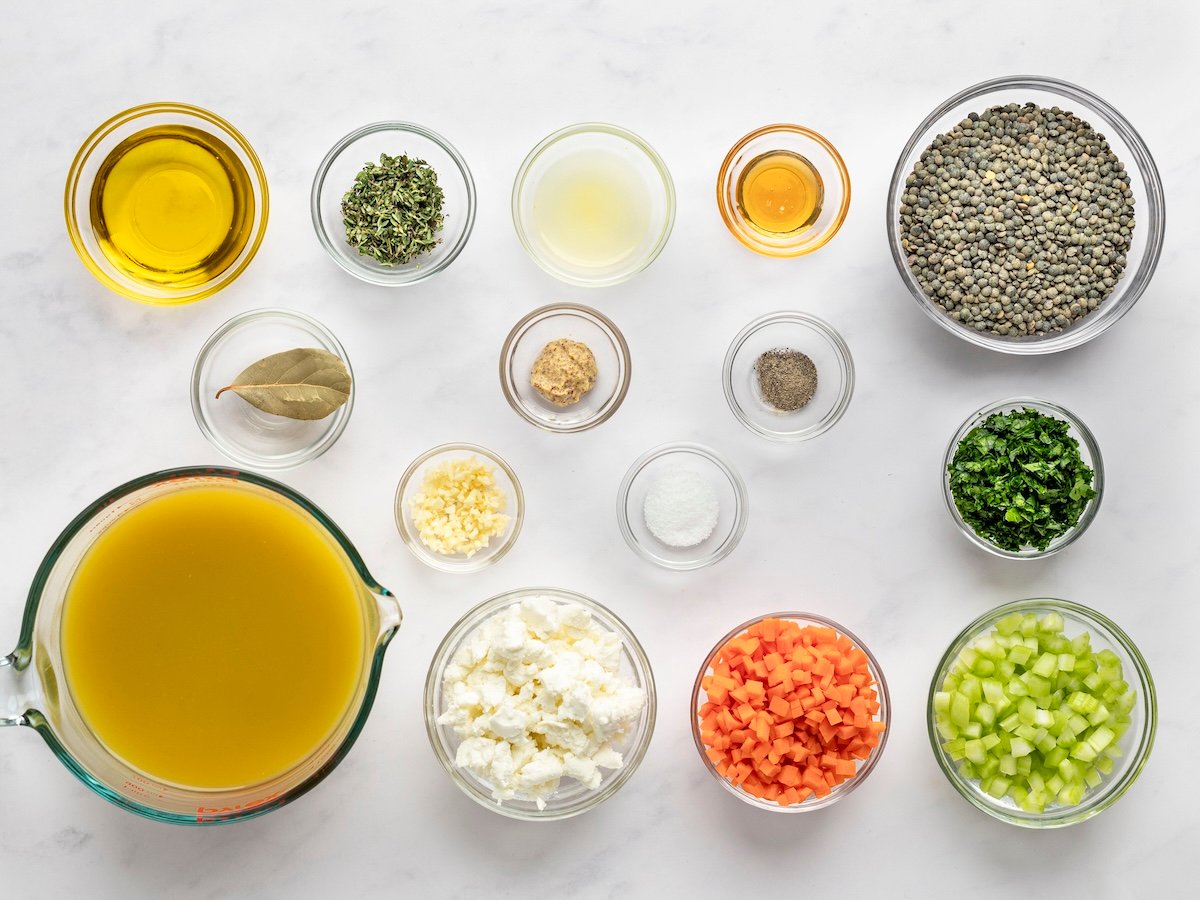 lentil salad ingredients.