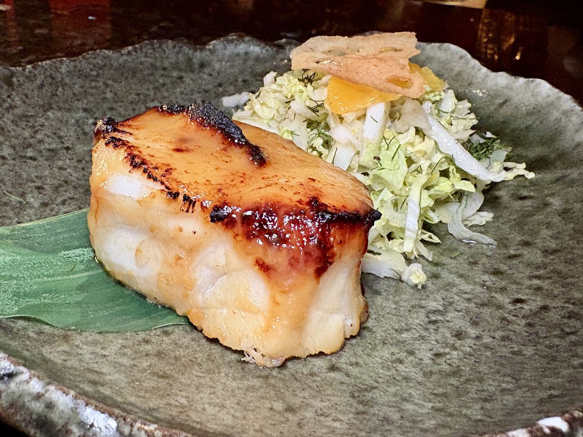 Chilean sea bass with a slaw salad.