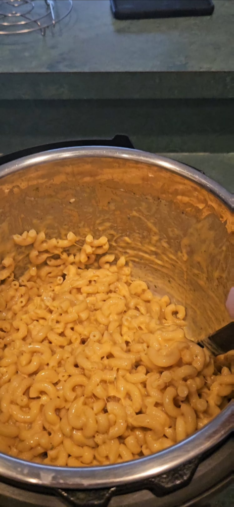 Instant Pot mac & cheese with mild cheddar, gouda, and green onion cheddar