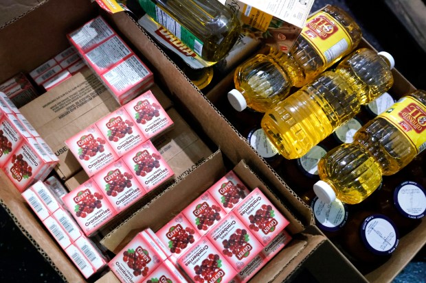 Kosher items at Miami Kosher Ko-Op on Monday, May 19, 2025. The nonprofit offers kosher food at heavily discounted prices by selling in bulk and not taking a profit. (Carline Jean/South Florida Sun Sentinel)