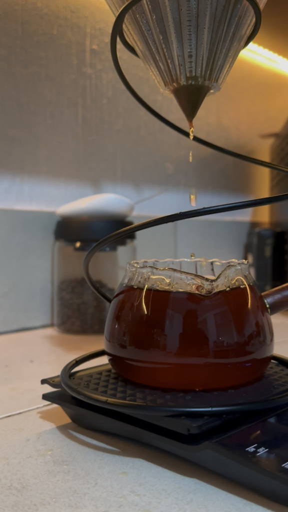 Just got this Pour Over coffee maker, I broke it in using a 1:16 ratio of Guatemalan coffee