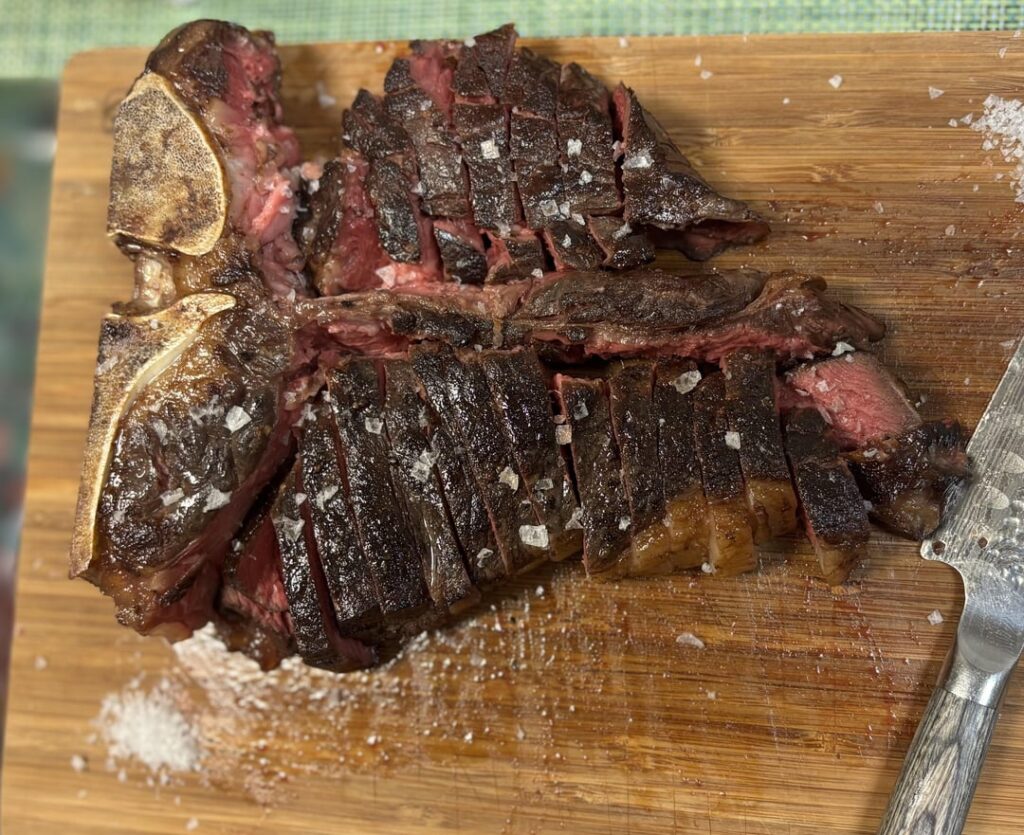 Sous vide porterhouse for the fam