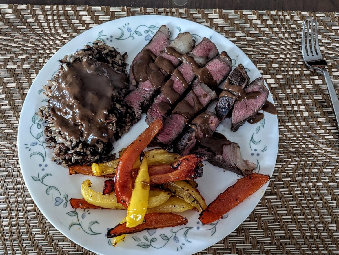 My version of Cinco de Mayo - sirloin steak mole.