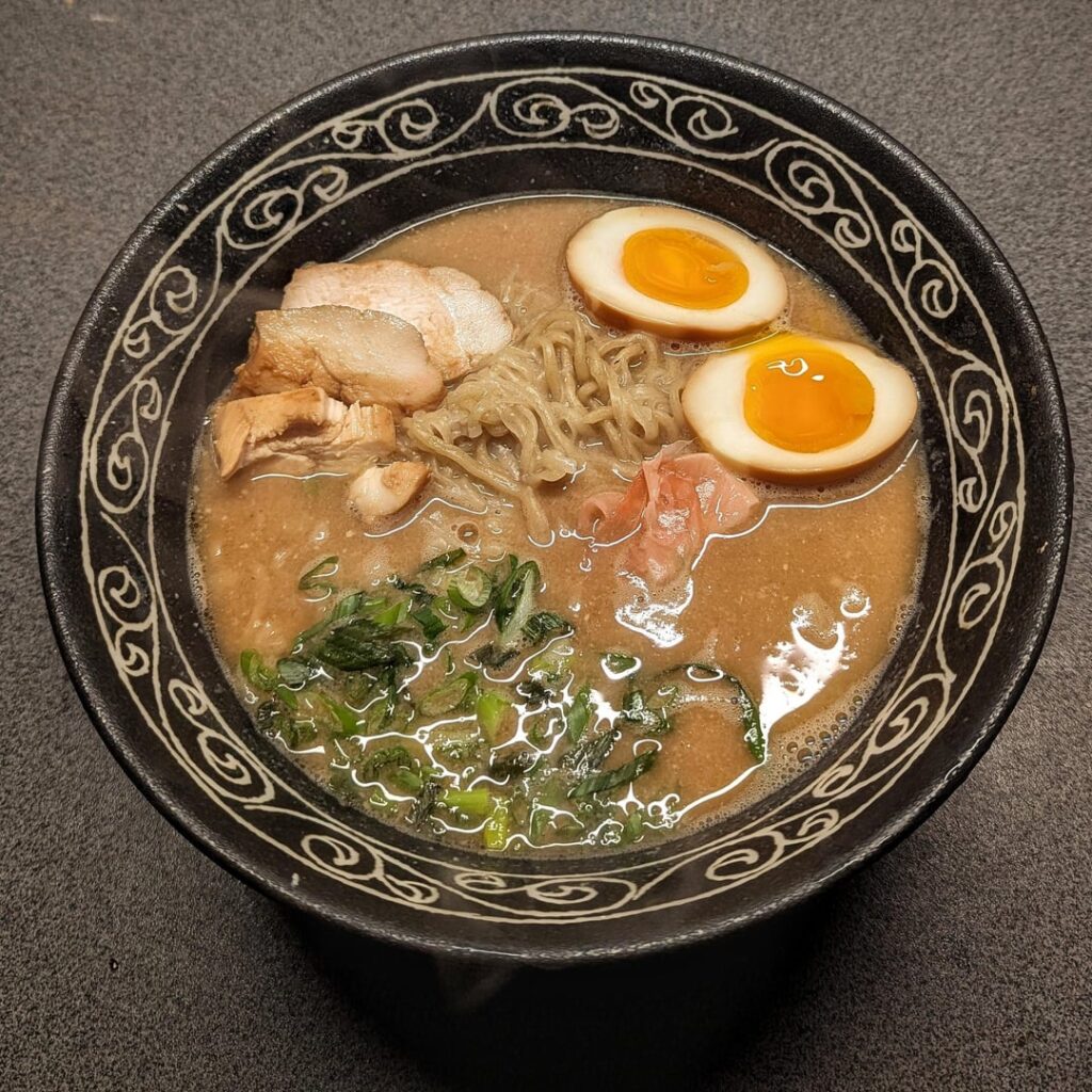Tori paitan with a shoyu tare. Topped with chicken chashu, ajitama, ginger pickle, spring onions Tori paitan with a shoyu tare. Topped with chicken chashu, ajitama, ginger pickle, spring onions