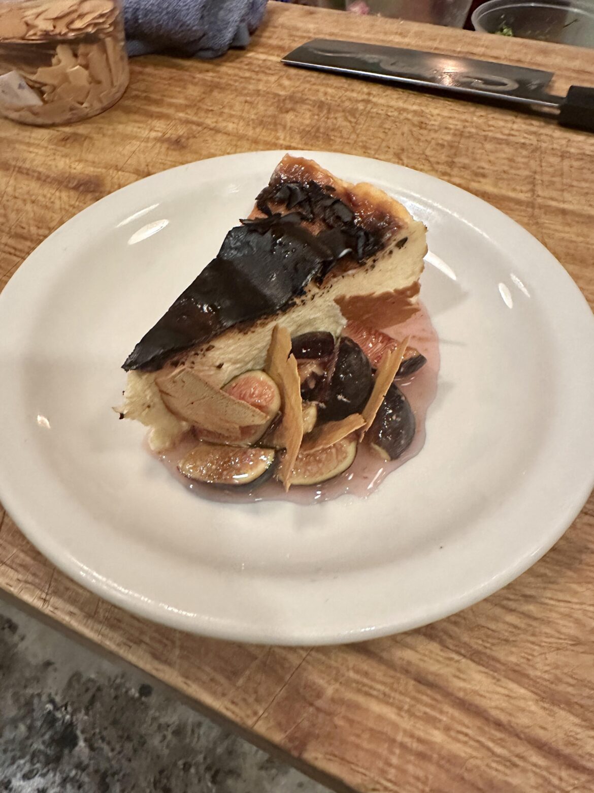 Burnt Basque Cheesecake with macerated figs and dried yogurt