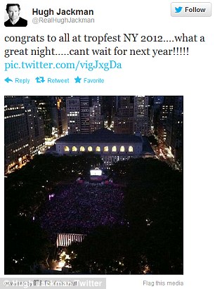 Keeping things short: Hugh launched and hosted Tropfest, the world's largest short film festival, in New York last night