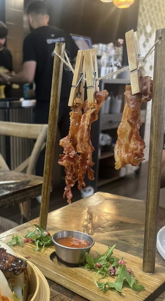 Bacon on a clothes line