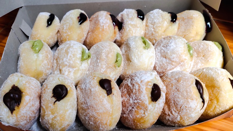 A box of Italian bomboloni donuts