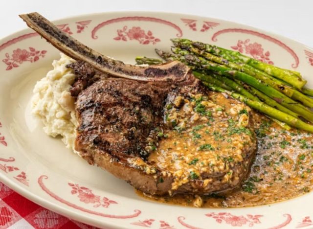 bone in ribeye on a plate from Maggiano's