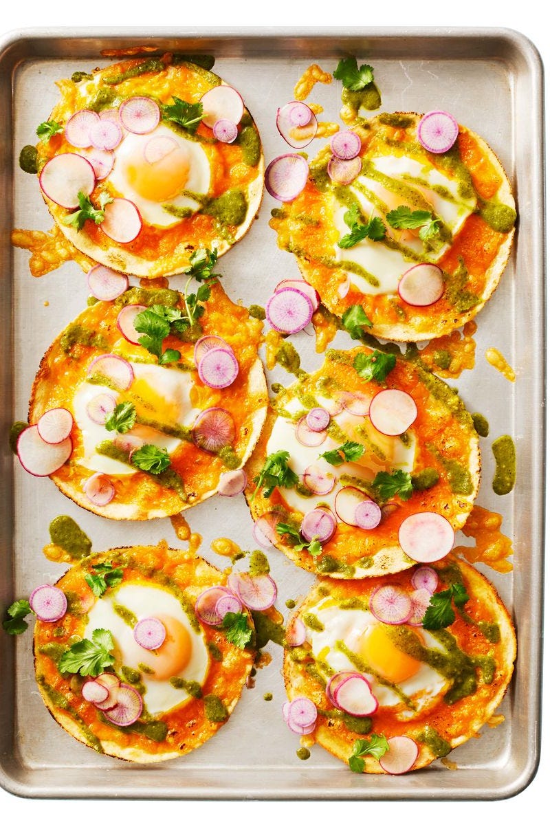 breakfast tacos on a sheet pan with toppings breakfast tacos on a sheet pan with toppings
