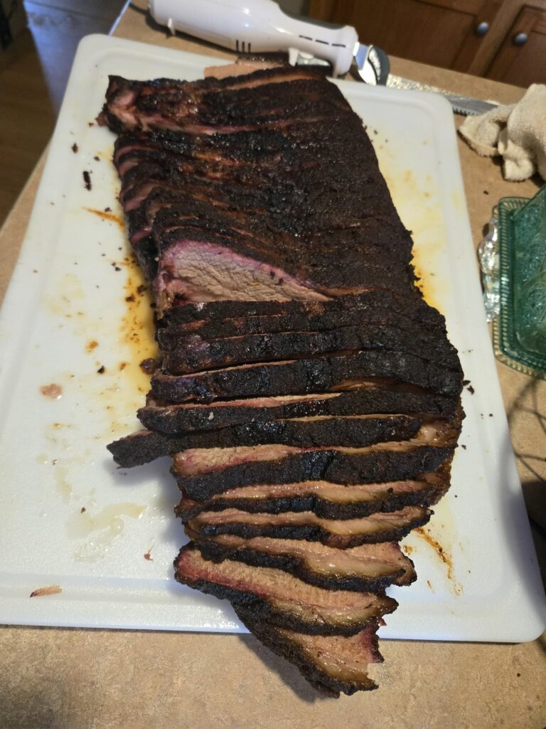 16 pound seasoned and smoked for 18 hours at 230 degrees.