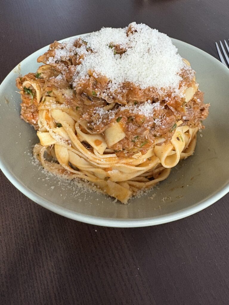 Tagliatelle al ragù bianco di anatra - pasta with duck ragout