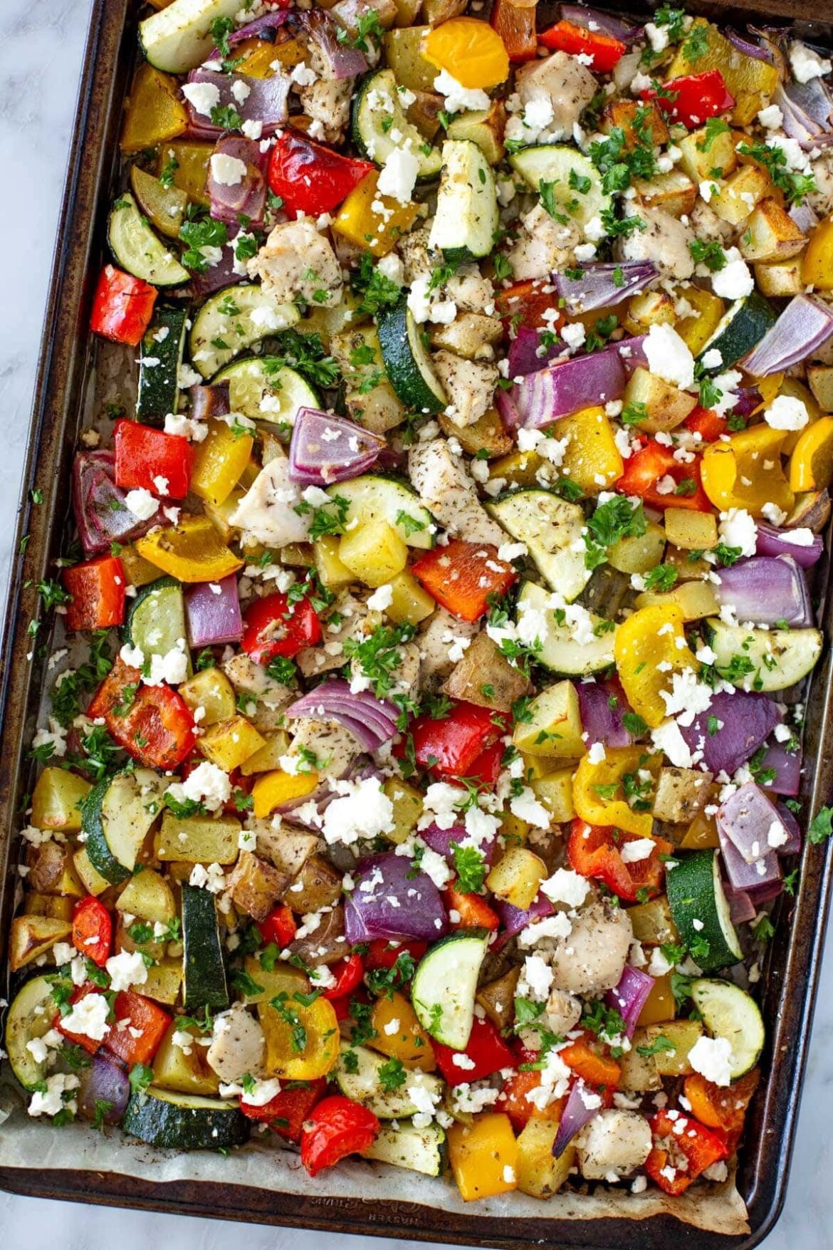 My favorite meal prep so far! - Greek sheet pan chicken