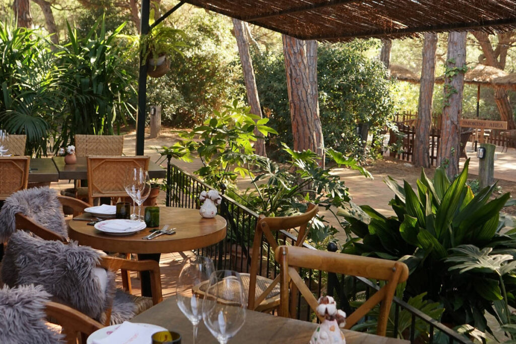 The exclusive restaurant for the celebration of the Barça League: 65€ per person and in a pine forest 2 meters from the beach.
